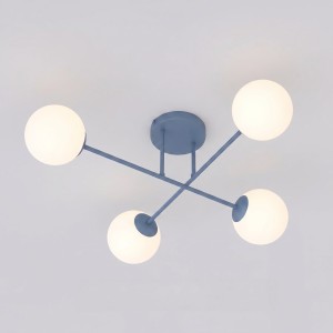 Lampa sufitowa ROMA 4 DUSTY BLUE OPAL – przygaszony błękit, 4 × E14
