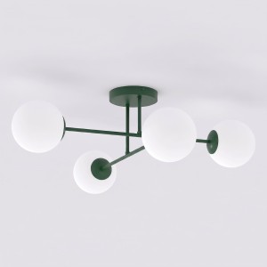 Lampa sufitowa ROMA 4 OLIVE GREEN OPAL – oliwkowa, 4 × E14