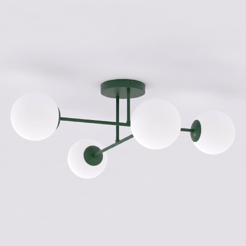 Lampa sufitowa ROMA 4 OLIVE GREEN OPAL – oliwkowa, 4 × E14