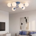 Lampa sufitowa ROMA 6 DUSTY BLUE OPAL – przygaszony błękit, 6 × E14