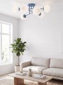 Lampa sufitowa ROMA 6 DUSTY BLUE OPAL – przygaszony błękit, 6 × E14