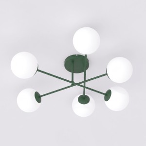Lampa sufitowa ROMA 6 OLIVE GREEN OPAL – oliwkowa, 6 × E14