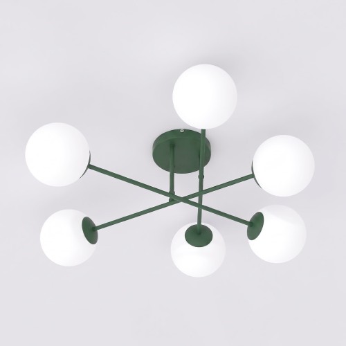 Lampa sufitowa ROMA 6 OLIVE GREEN OPAL – oliwkowa, 6 × E14