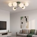 Lampa sufitowa ROMA 6 OLIVE GREEN OPAL – oliwkowa, 6 × E14