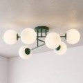 Lampa sufitowa ROMA 6 OLIVE GREEN OPAL – oliwkowa, 6 × E14
