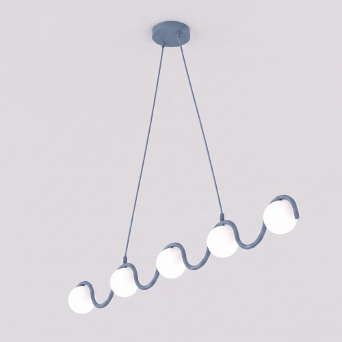 Lampa wisząca SINUS 5 DUSTY BLUE – przygaszony błękit, 5 × G9