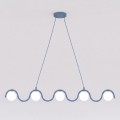 Lampa wisząca SINUS 5 DUSTY BLUE – przygaszony błękit, 5 × G9