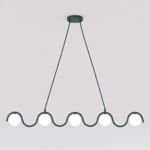 Lampa wisząca SINUS 5 OLIVE GREEN – oliwkowa, 5 × G9
