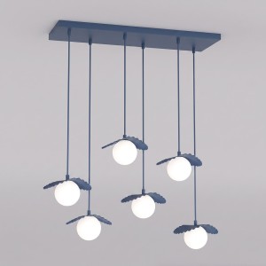 Lampa wisząca FLORA 6 DUSTY BLUE – przygaszony błękit, 6 × G9