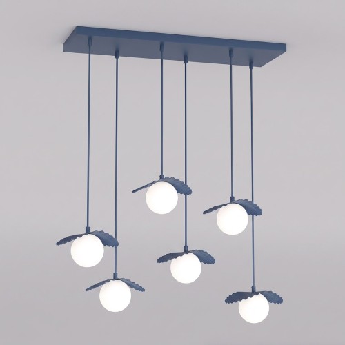 Lampa wisząca FLORA 6 DUSTY BLUE – przygaszony błękit, 6 × G9