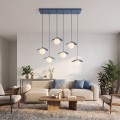 Lampa wisząca FLORA 6 DUSTY BLUE – przygaszony błękit, 6 × G9
