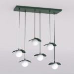 Lampa wisząca FLORA 6 OLIVE GREEN – oliwkowa, 6 × G9
