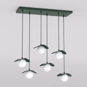 Lampa wisząca FLORA 6 OLIVE GREEN – oliwkowa, 6 × G9