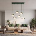 Lampa wisząca FLORA 6 OLIVE GREEN – oliwkowa, 6 × G9