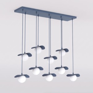 Lampa wisząca FLORA 9 DUSTY BLUE – przygaszony błękit, 9 × G9