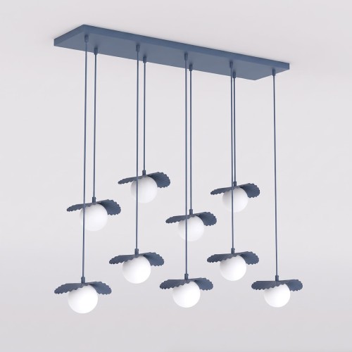 Lampa wisząca FLORA 9 DUSTY BLUE – przygaszony błękit, 9 × G9