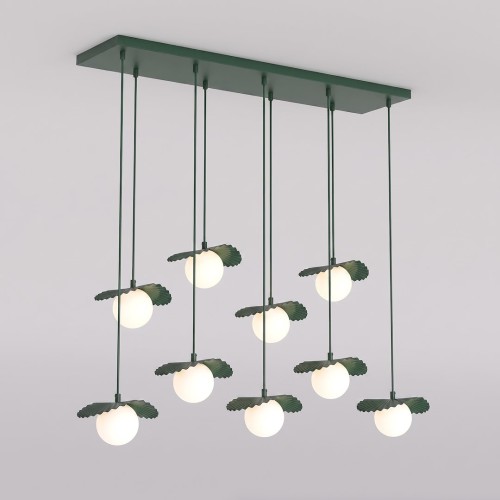 Lampa wisząca FLORA 9 OLIVE GREEN – oliwkowa, 9 × G9
