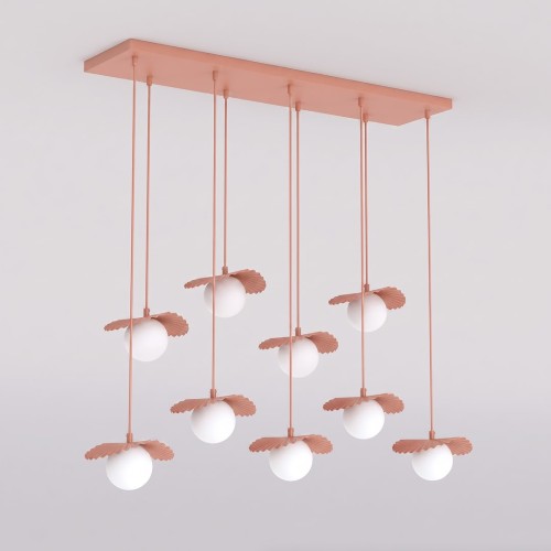 Lampa wisząca FLORA 9 CORAL – koralowa, 9 × G9