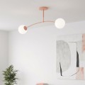 Plafon PREGOS 2 CORAL – koralowa oprawa i mleczne klosze
