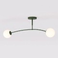 Plafon PREGOS 2 OLIVE GREEN – oliwkowa oprawa i dwa mleczne klosze