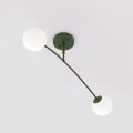 Plafon PREGOS 2 OLIVE GREEN – oliwkowa oprawa i dwa mleczne klosze