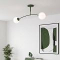 Plafon PREGOS 2 OLIVE GREEN – oliwkowa oprawa i dwa mleczne klosze