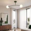 Plafon PREGOS 2 OLIVE GREEN – oliwkowa oprawa i dwa mleczne klosze