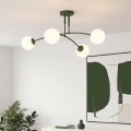Plafon PREGOS 4 OLIVE GREEN – oliwkowa zieleń i eleganckie mleczne klosze