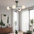 Plafon PREGOS 4 OLIVE GREEN – oliwkowa zieleń i eleganckie mleczne klosze
