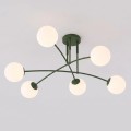 Plafon PREGOS 6 OLIVE GREEN – oliwkowa oprawa i mleczne klosze