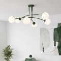 Plafon PREGOS 6 OLIVE GREEN – oliwkowa oprawa i mleczne klosze