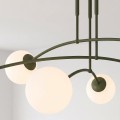 Plafon PREGOS 6 OLIVE GREEN – oliwkowa oprawa i mleczne klosze