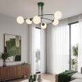 Plafon PREGOS 6 OLIVE GREEN – oliwkowa oprawa i mleczne klosze