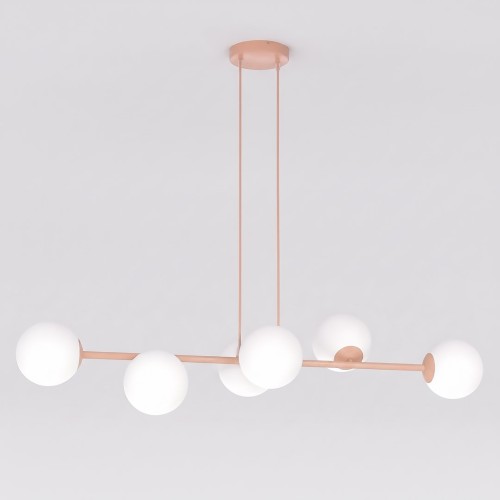 Lampa wisząca MAGNUS 6 CORAL – sześć punktów światła w koralowej oprawie