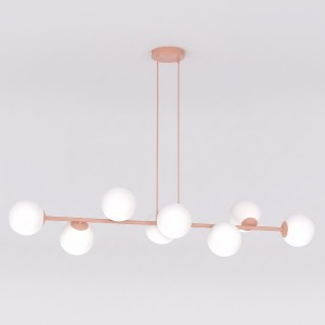 Lampa wisząca MAGNUS 8 CORAL – osiem punktów światła i koralowy kolor