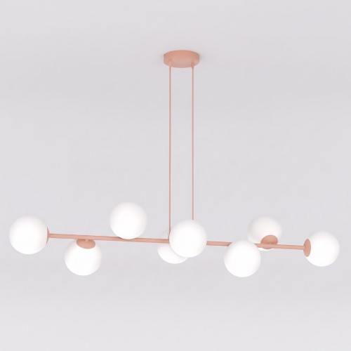 Lampa wisząca MAGNUS 8 CORAL – osiem punktów światła i koralowy kolor