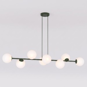 Lampa wisząca MAGNUS 8 OLIVE GREEN – osiem punktów światła, oliwkowa zieleń
