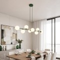 Lampa wisząca MAGNUS 8 OLIVE GREEN – osiem punktów światła, oliwkowa zieleń