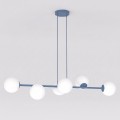 Lampa wisząca MAGNUS 6 DUSTY BLUE – sześć punktów światła i subtelny błękit