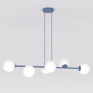 Lampa wisząca MAGNUS 6 DUSTY BLUE – sześć punktów światła i subtelny błękit
