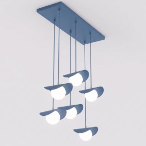 Lampa wisząca RITUAL 6 DUSTY BLUE – błękitna, 6 × G9