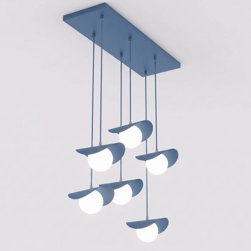 Lampa wisząca RITUAL 6 DUSTY BLUE – błękitna, 6 × G9