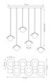 Lampa wisząca RITUAL 6 DUSTY BLUE – błękitna, 6 × G9