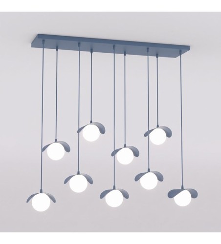 Lampa wisząca RITUAL 9 DUSTY BLUE – błękitna, 9 × G9