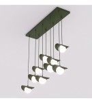 Lampa wisząca RITUAL 9 OLIVE GREEN – oliwkowa, 9 × G9