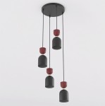 Lampa wisząca GAUDI 4PREM BLACK BURGUNDY – geometryczna forma, burgund