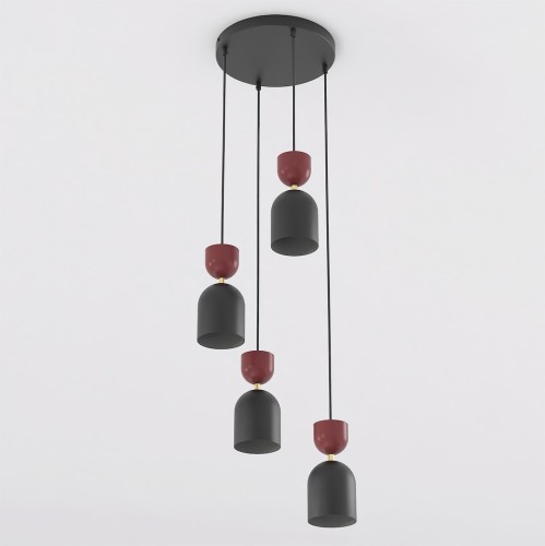 Lampa wisząca GAUDI 4PREM BLACK BURGUNDY – geometryczna forma, burgund