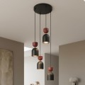 Lampa wisząca GAUDI 4PREM BLACK BURGUNDY – geometryczna forma, burgund