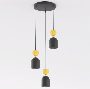 Lampa wisząca GAUDI 3PREM BLACK ORANGE – geometryczna forma, pomarańczowy