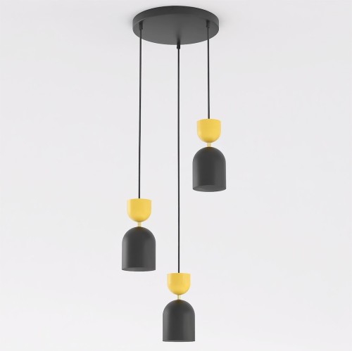 Lampa wisząca GAUDI 3PREM BLACK ORANGE – geometryczna forma, pomarańczowy